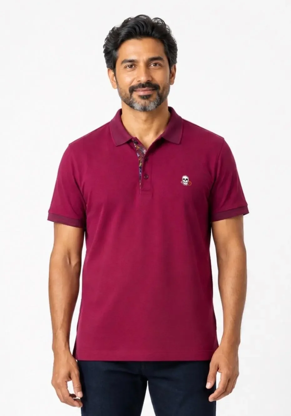 Robert Graham Polo Shirt Mens XL Fuchsia Skull Rose Classic Fit Short Sleeve